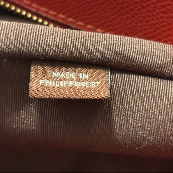 Coach Red Pebbled Leather Tote with Gold Accents - Picture 9 of 14